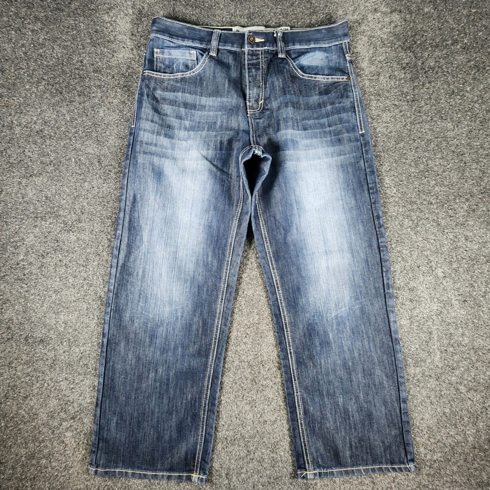 VTG Avirex Jeans Mens 32x30 Fit 34x28 Blue Embroidered Pocket Baggy Denim Pants